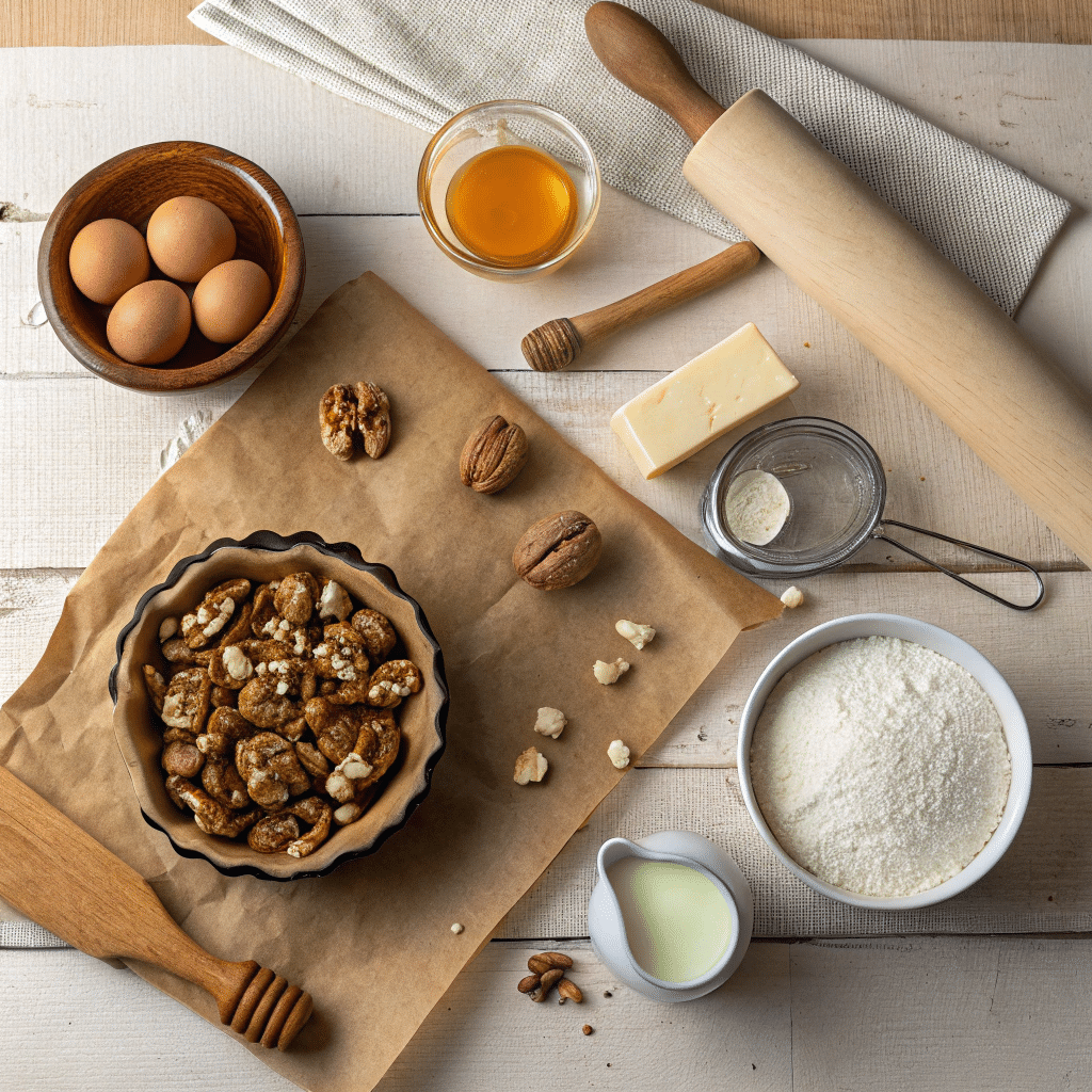 ingredients for Engadiner Nusstorte Swiss nut tart