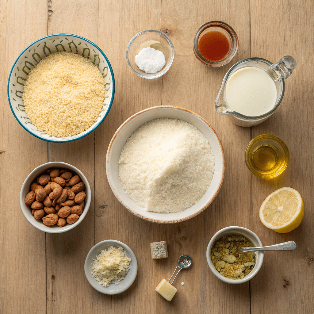 All ingredients for basbousa recipe