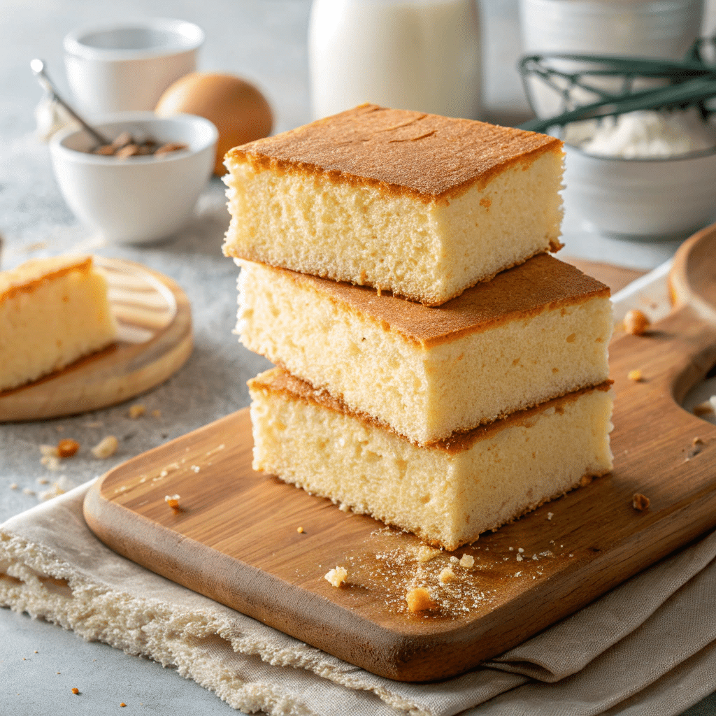 fluffy sponge cake slices