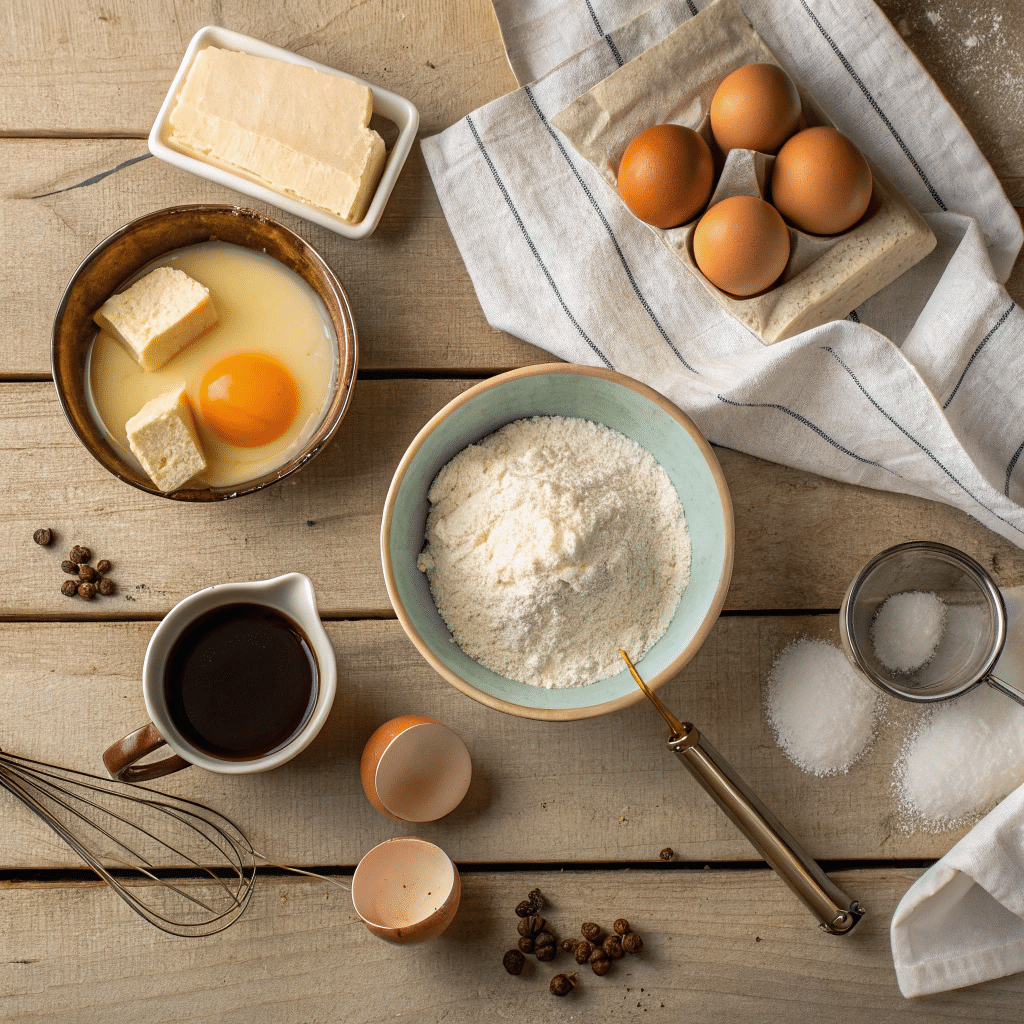ingredients for Kardinalschnitten cake