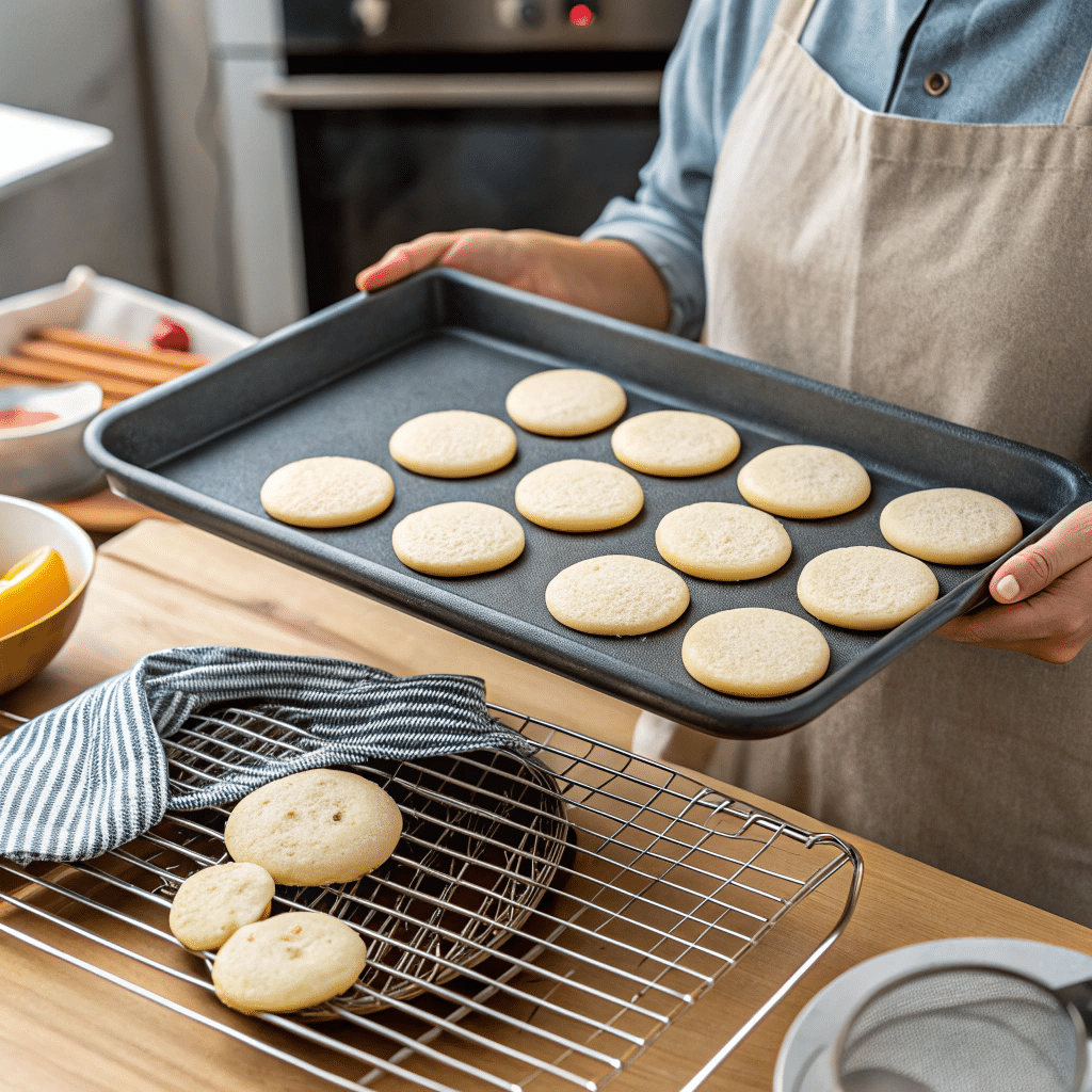 cookies sitting on an oven rack