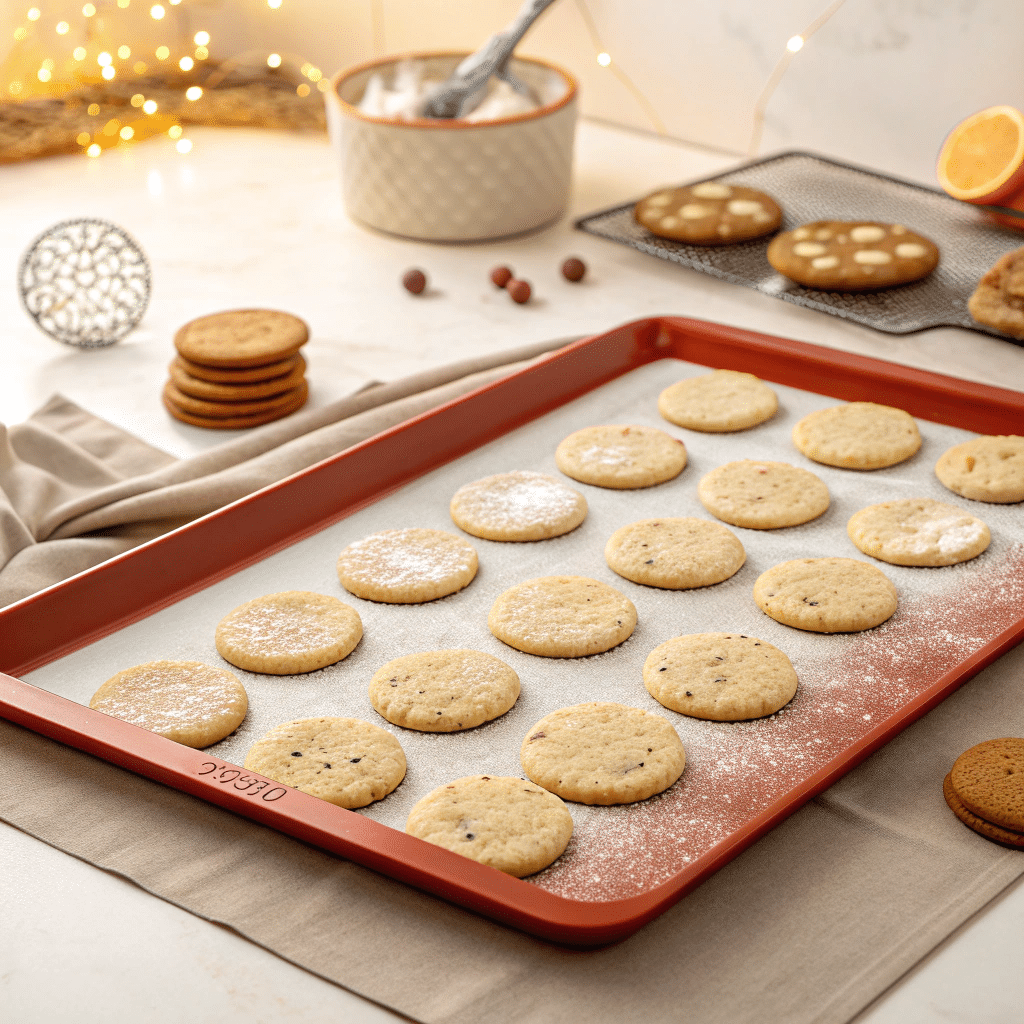 parchment-lined cookies and half silicone-mat cookies