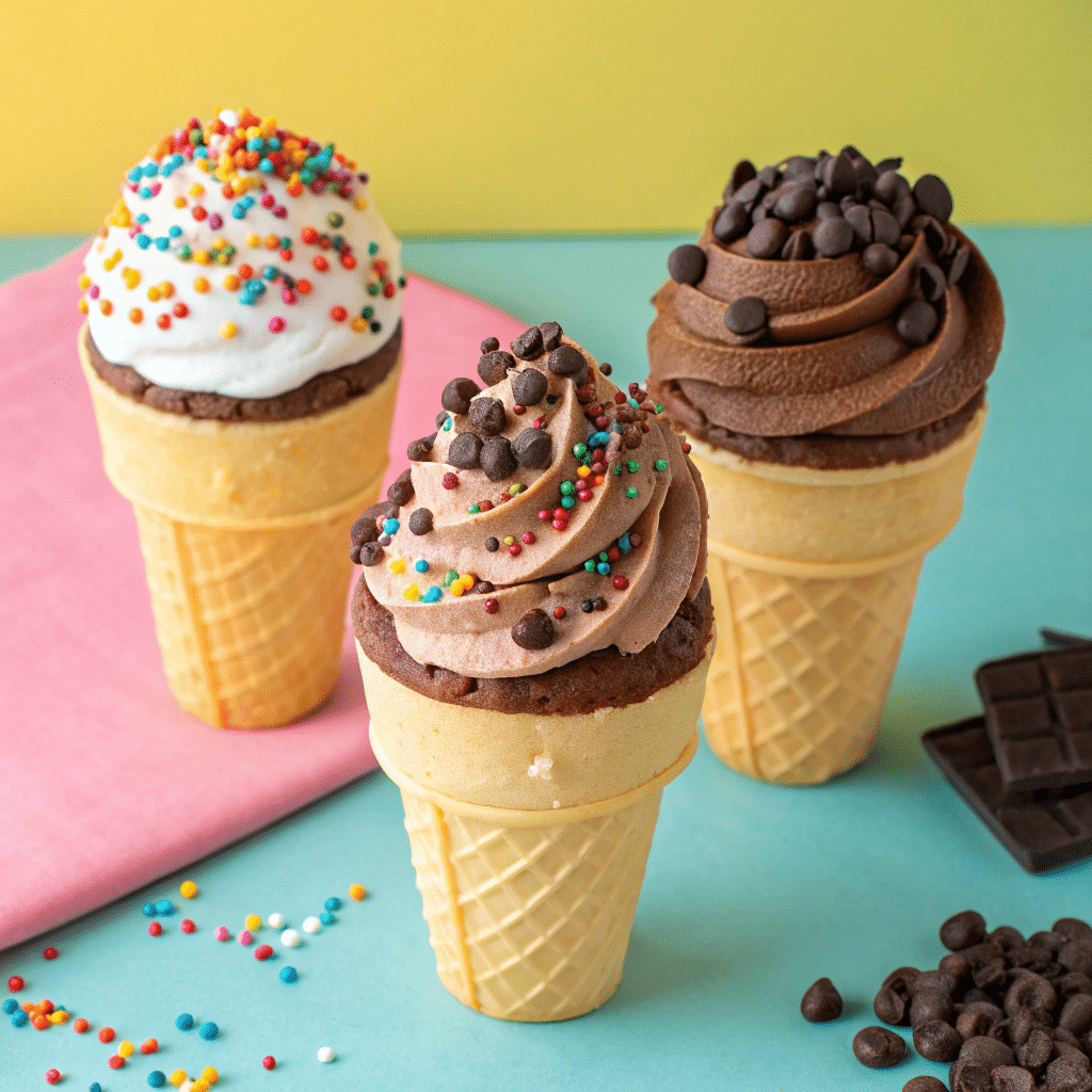 trio of cupcake cones