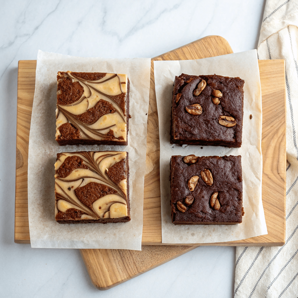 three different brownie variations
