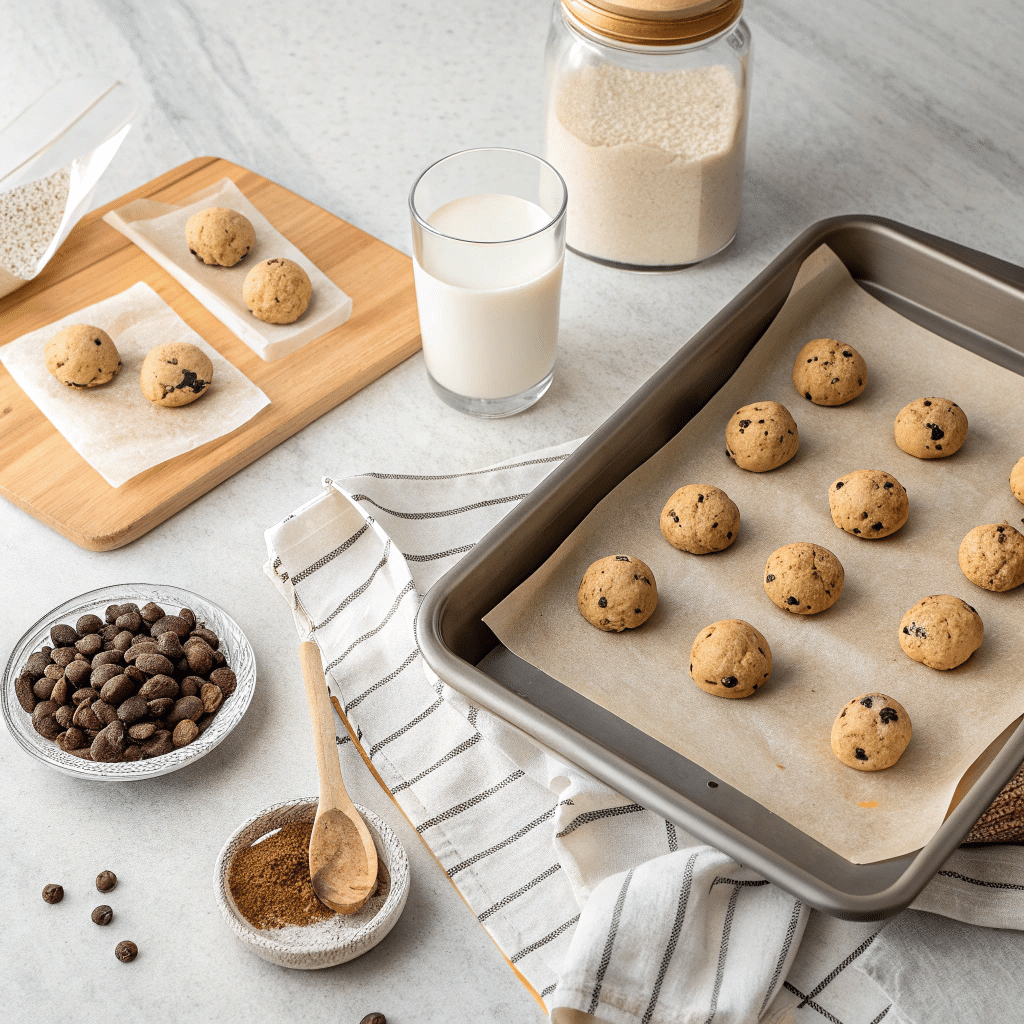 Flat lay of a kitchen counter setup