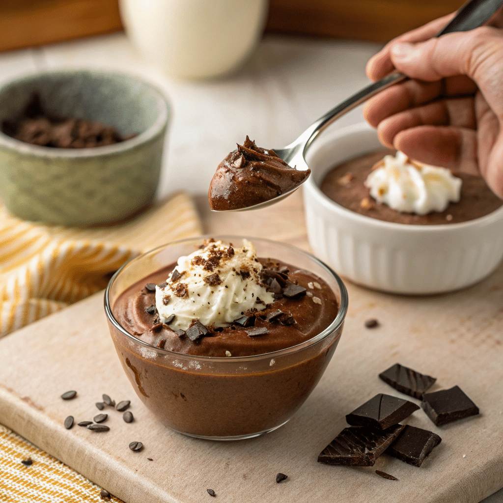 spoon about to scoop into a thick