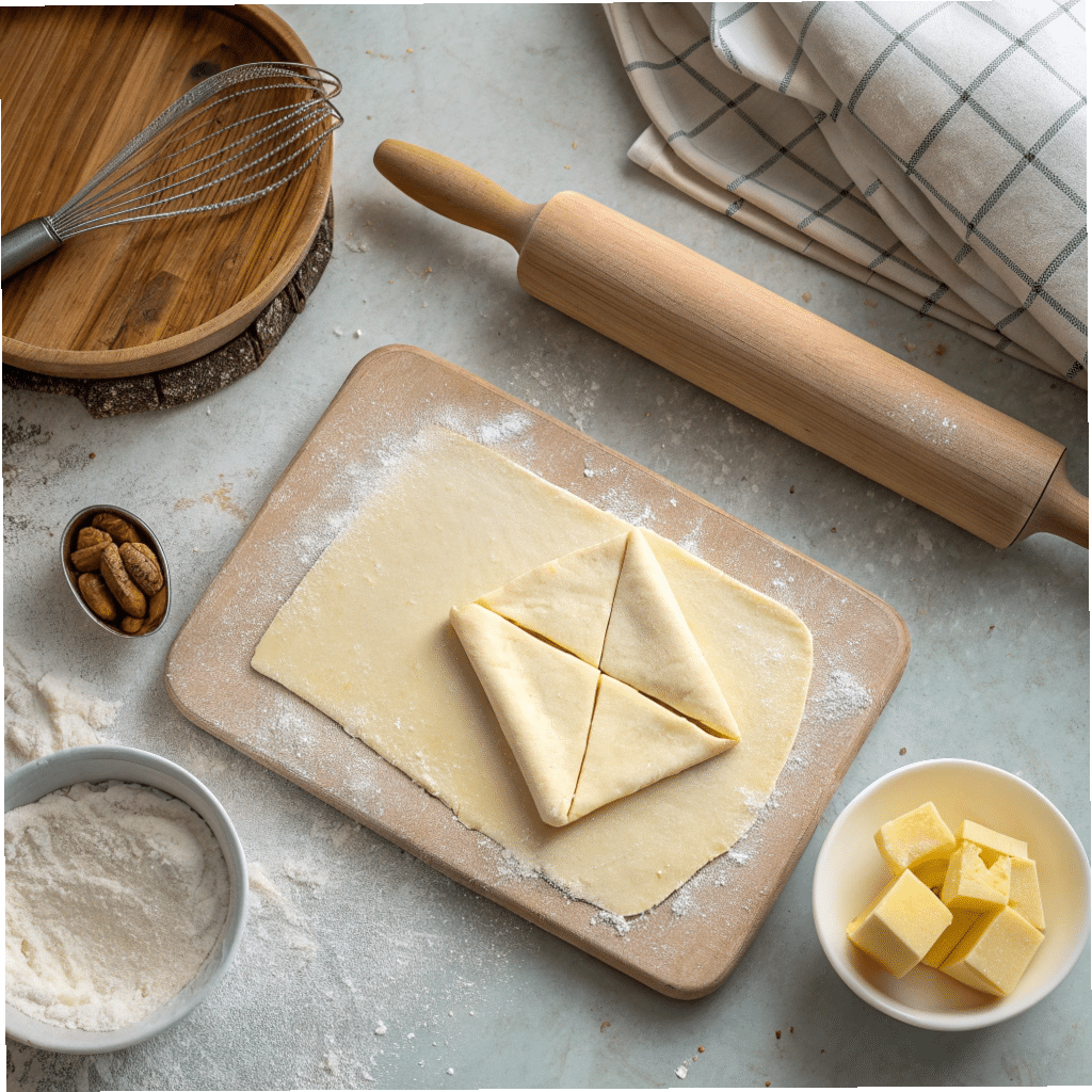 step-by-step puff pastry dough process