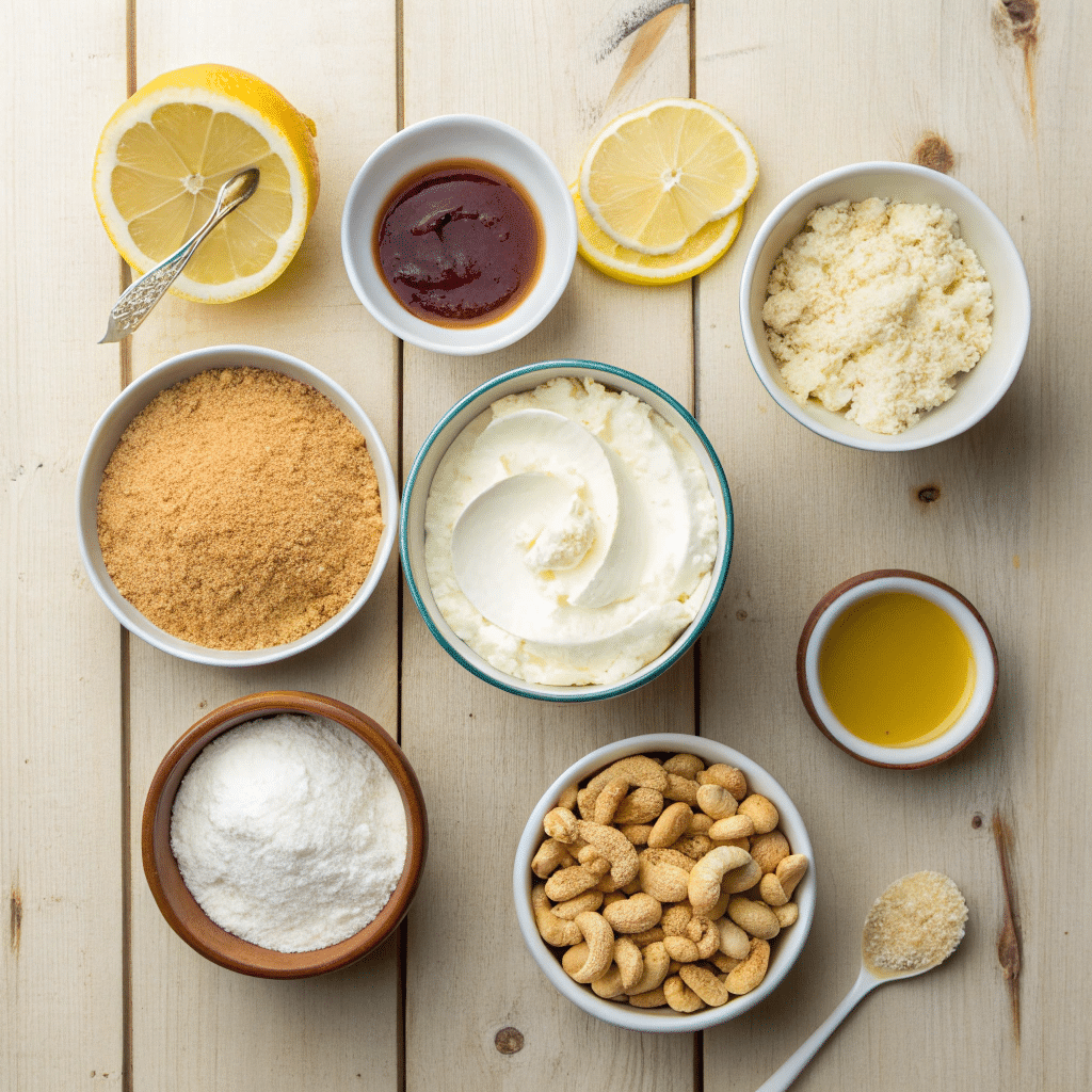 ingredients for vegan cheesecake cups