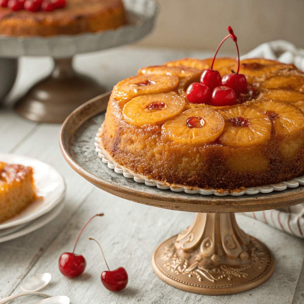 golden pineapple upside-down cake