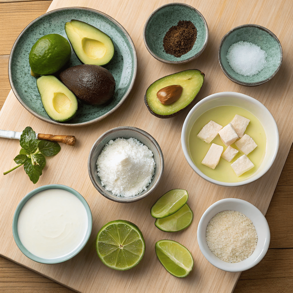 all ingredients for Vietnamese avocado ice cream