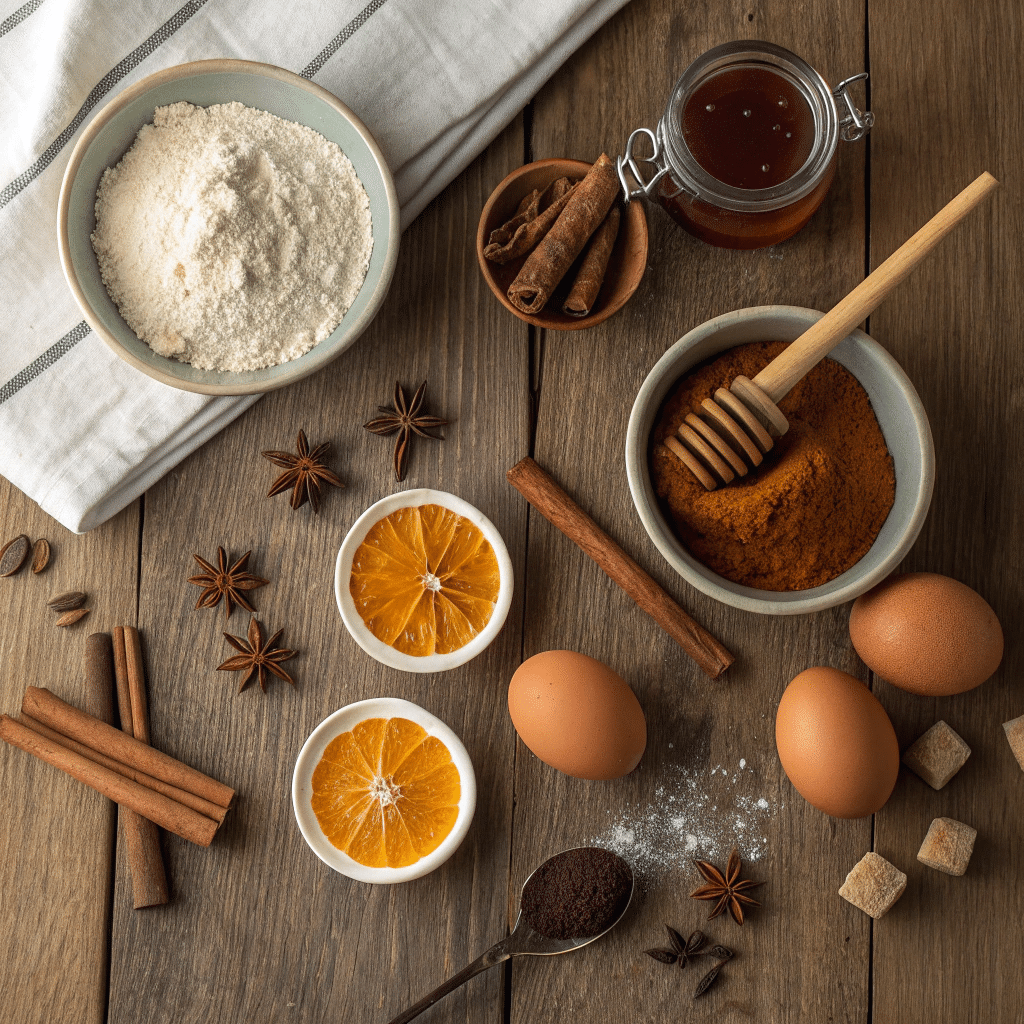 ingredients for pain d’épices