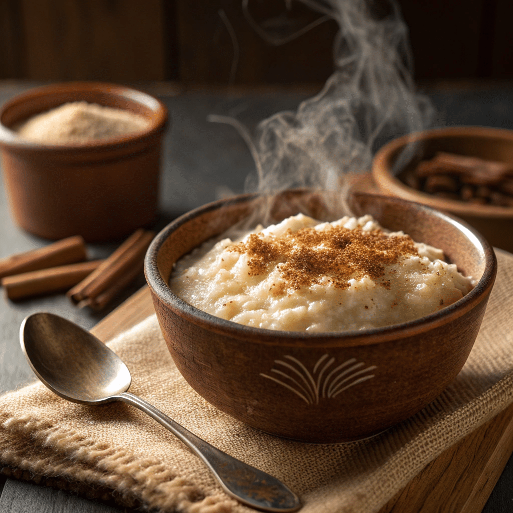 bowl filled with creamy rice pudding