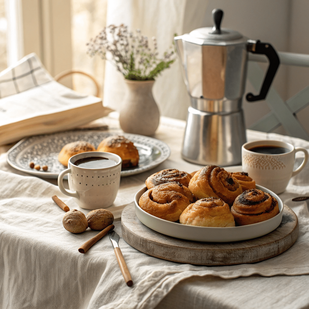 kardemummabullar buns on a serving platter