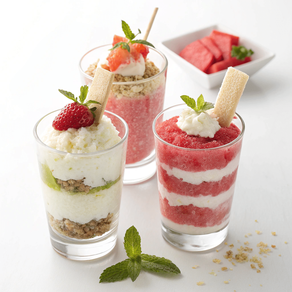 set of three mini glass cups