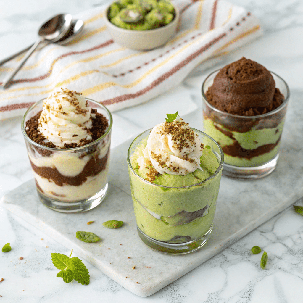 trio of small dessert glasses