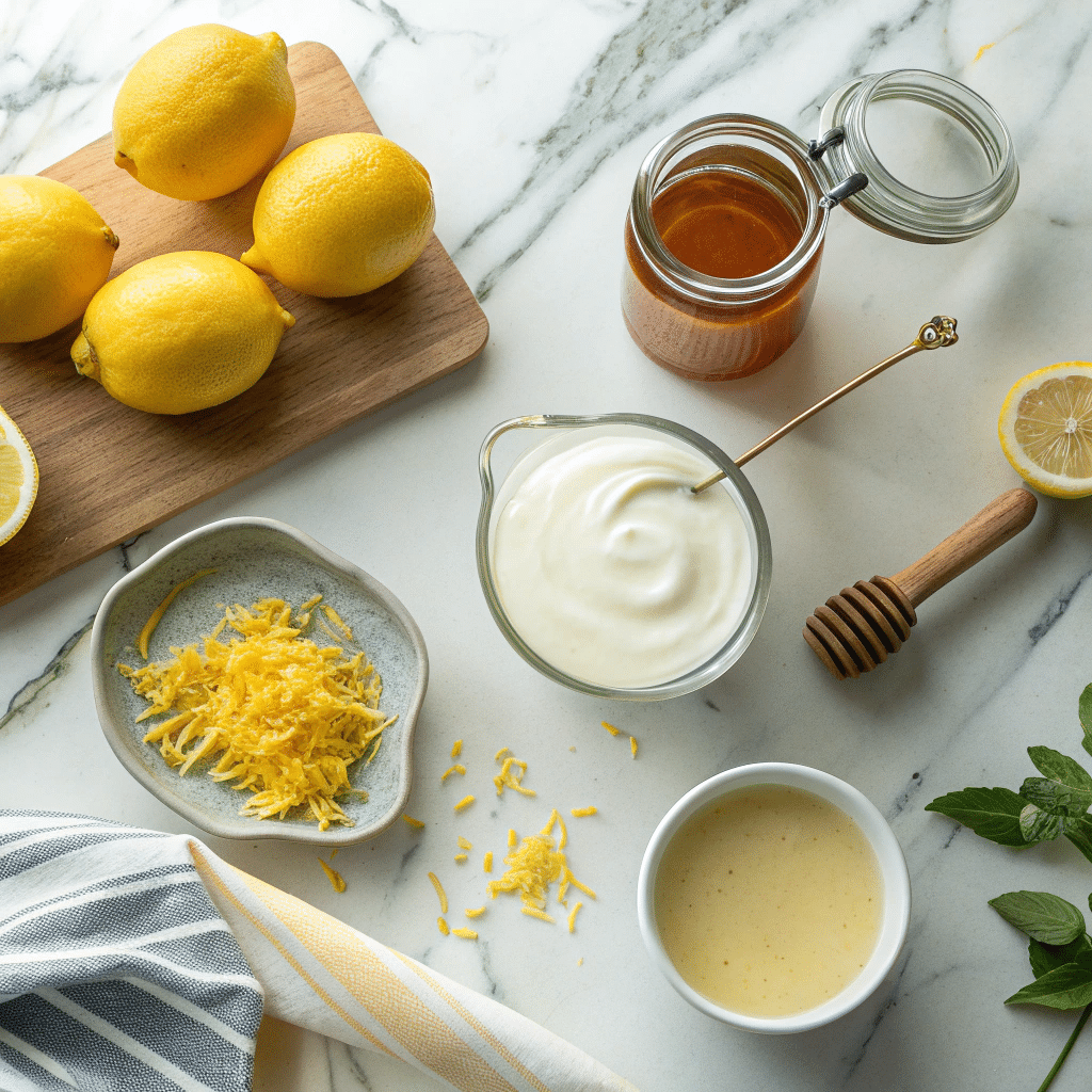 fresh ingredients for lemon mousse