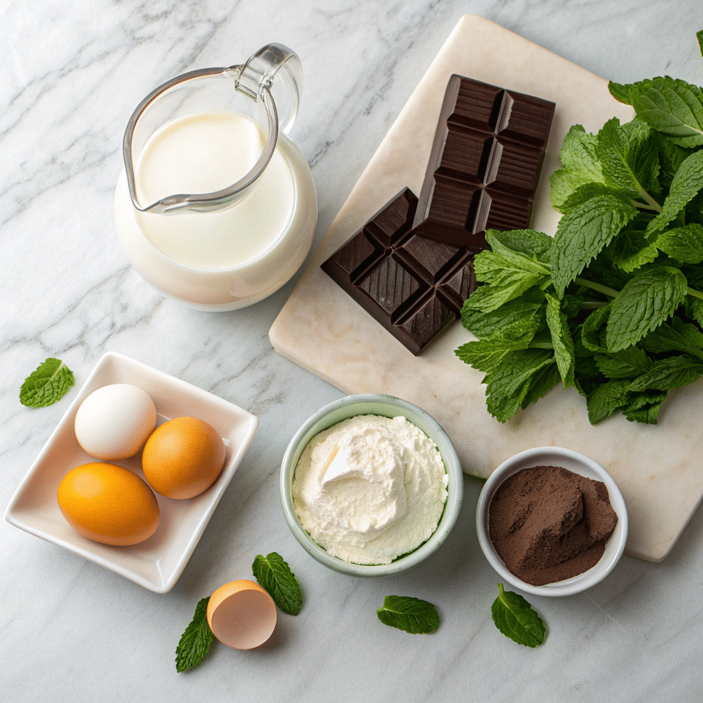 fresh ingredients on a marble kitchen counter