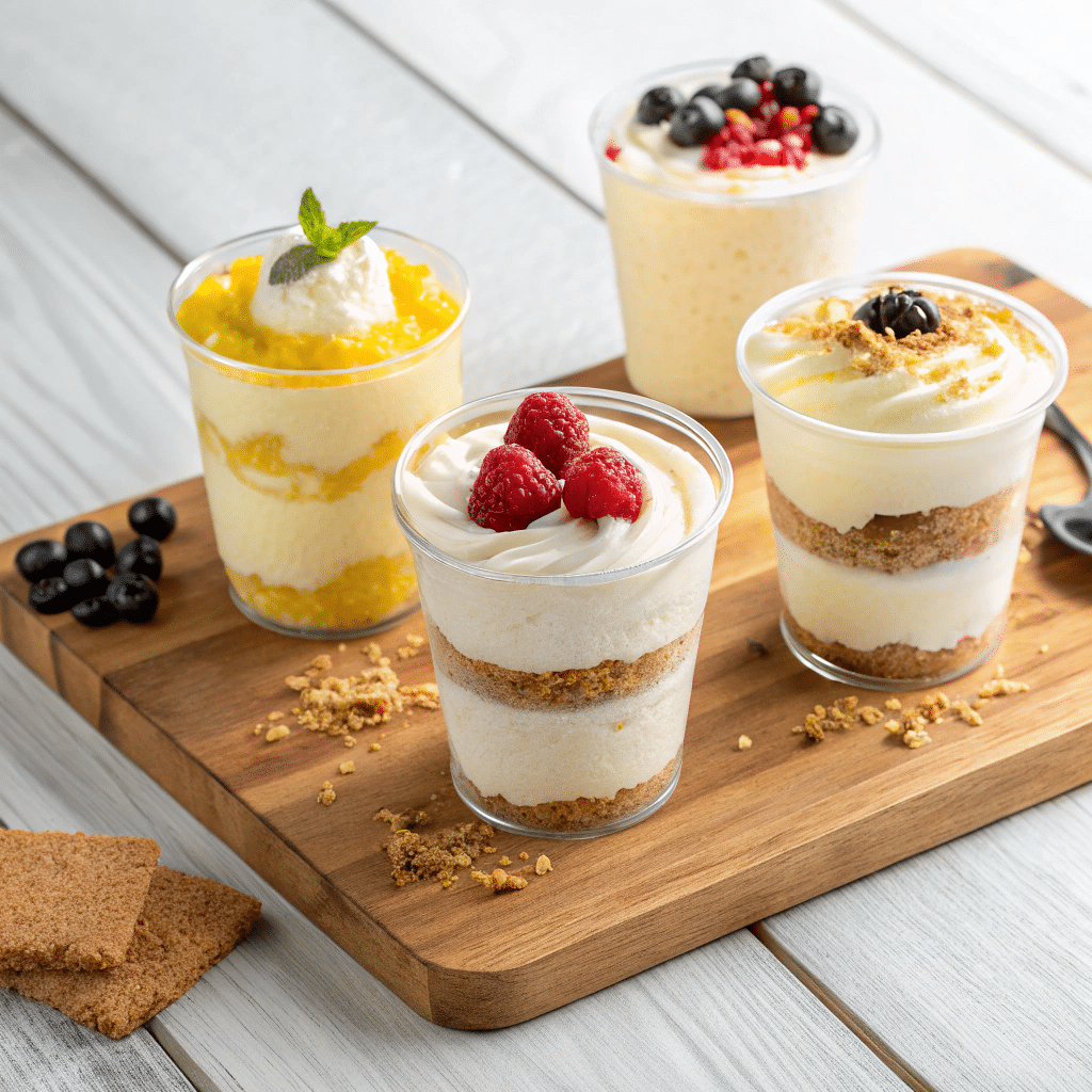 Four frozen lemon mousse variations