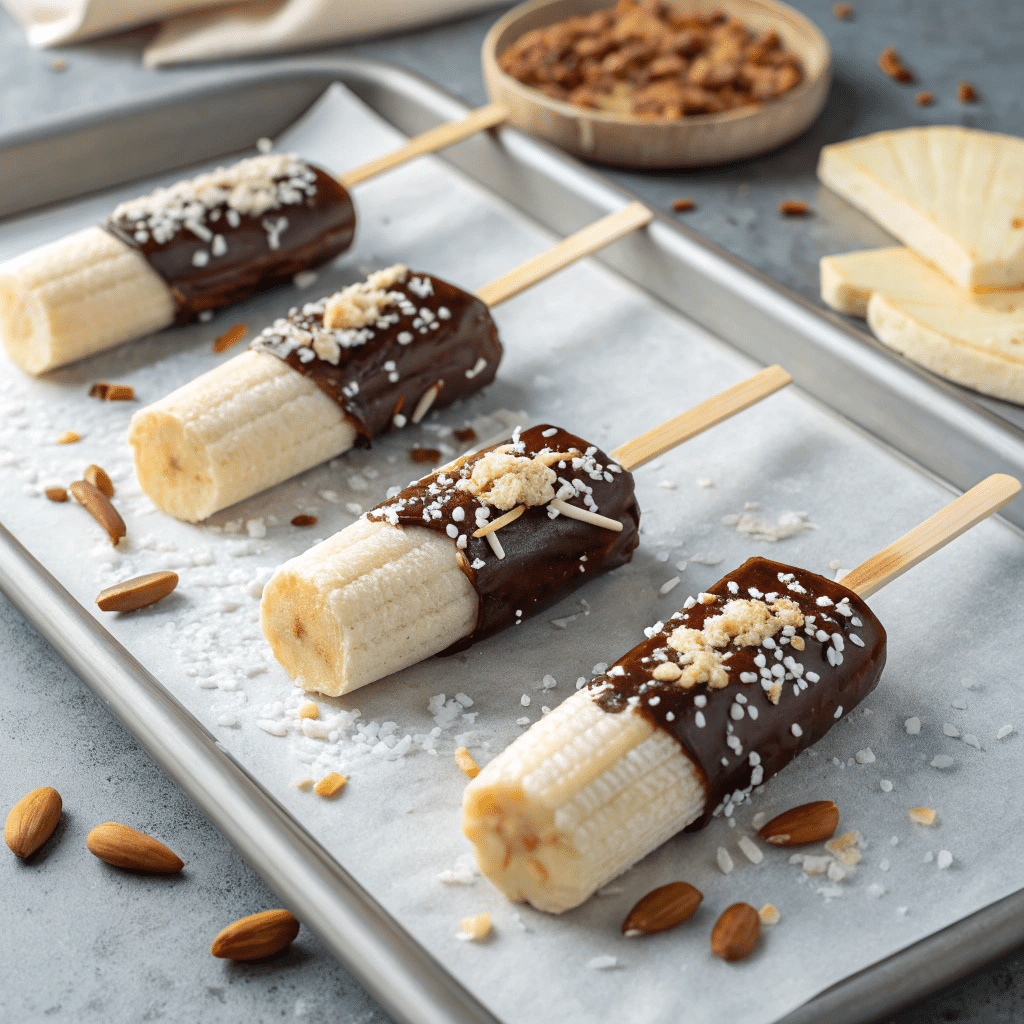Frozen bananas on sticks
