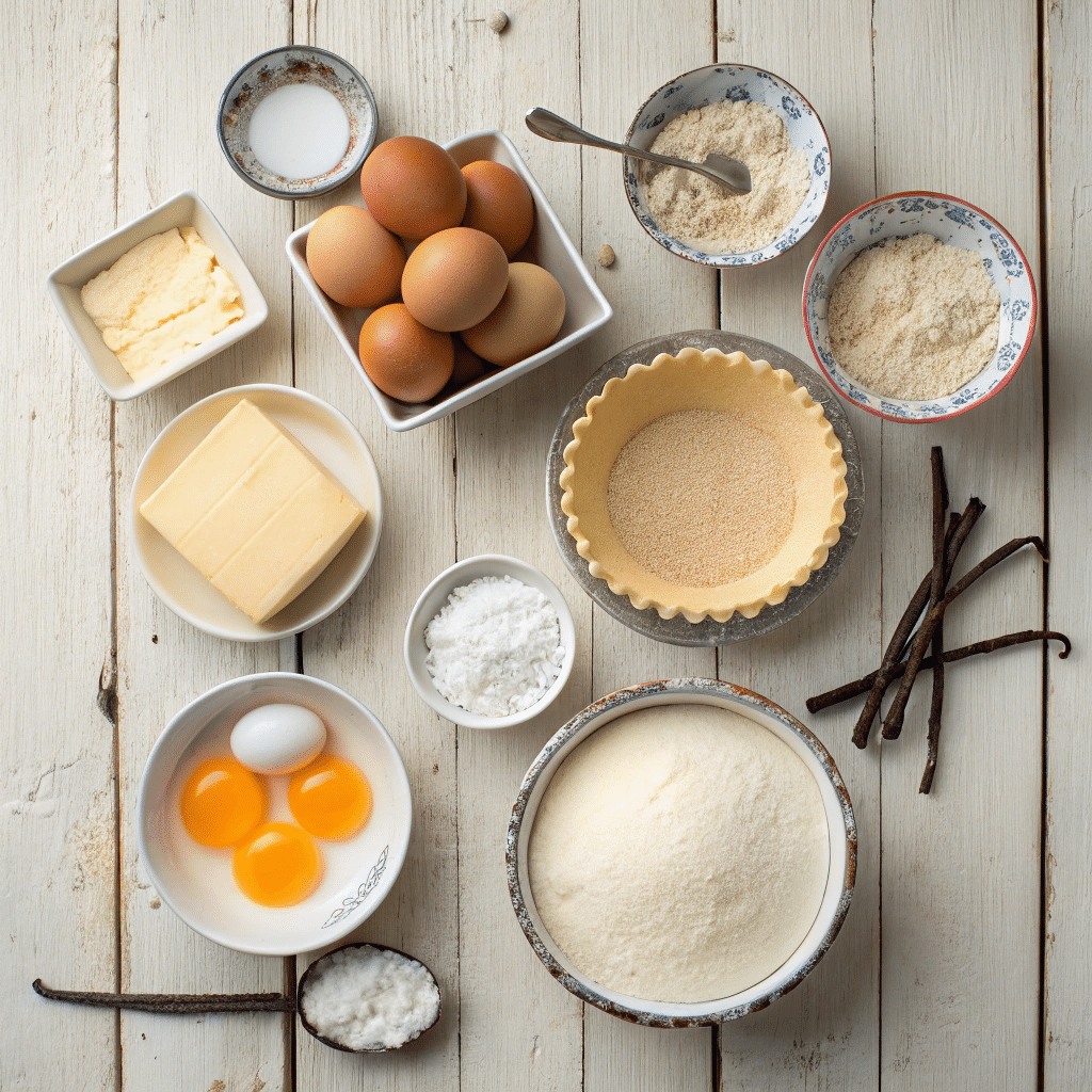 flat lay of neatly arranged baking ingredients