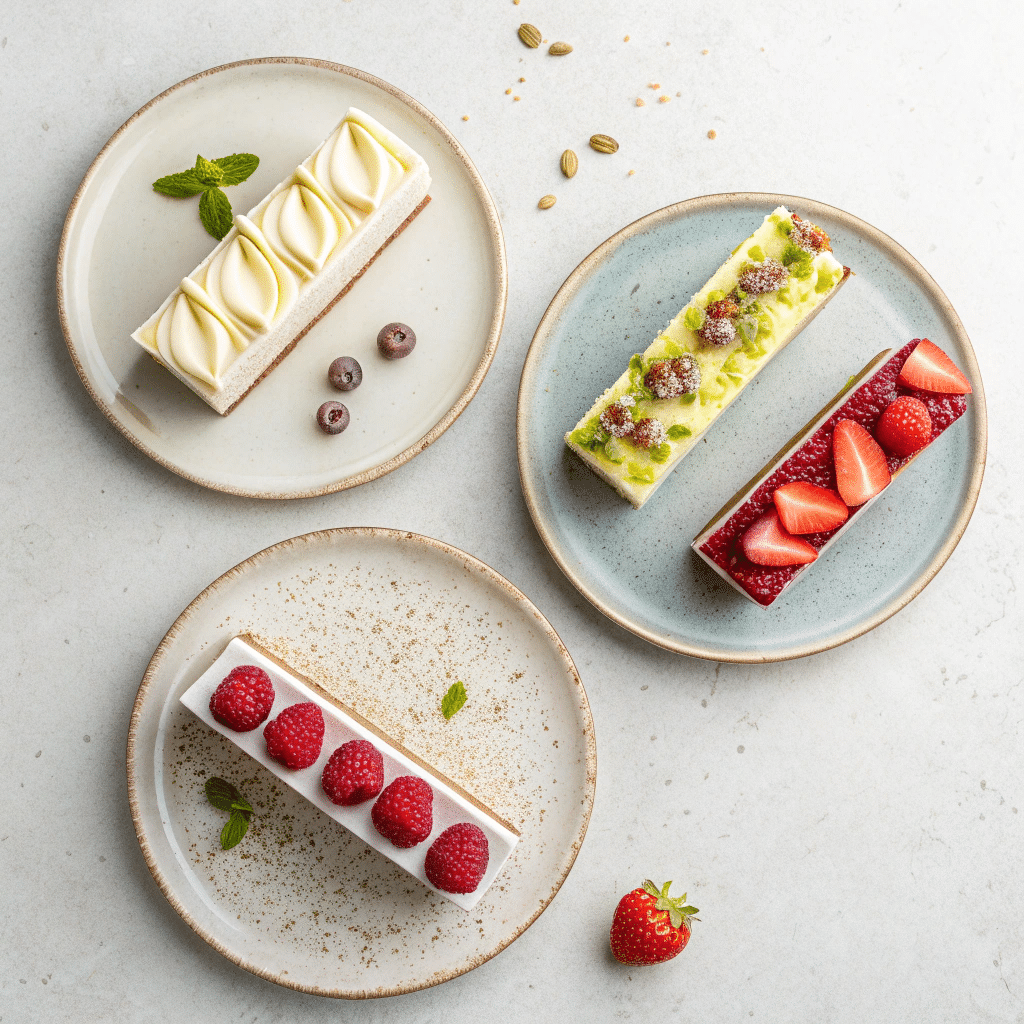 three semifreddo slices
