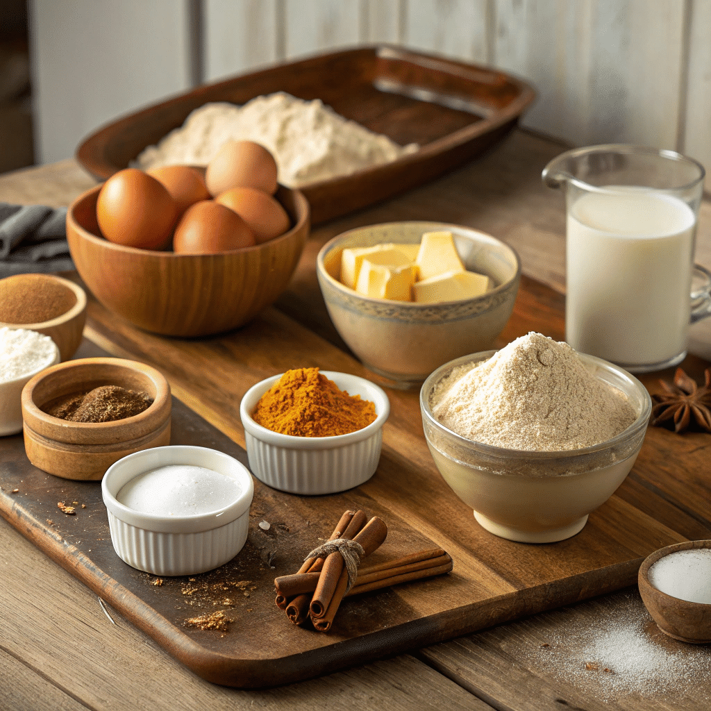 all ingredients for chai spice cupcakes