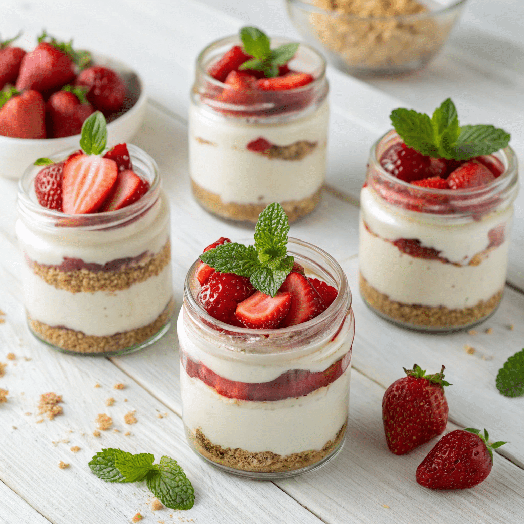 Deconstructed Strawberry Cheesecake Jars