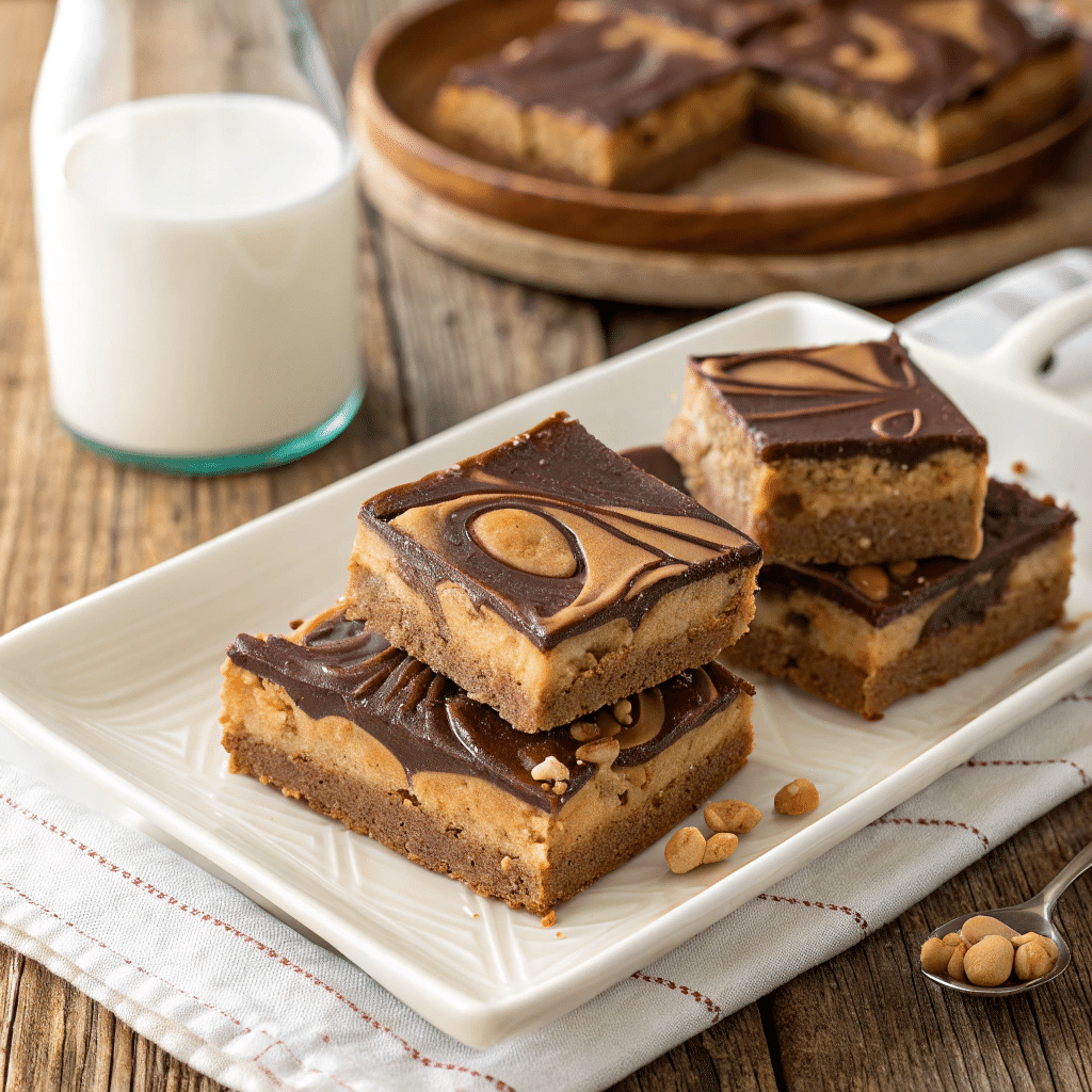 Try these Chocolate Peanut Butter Swirl Bars! A rich, decadent dessert combining chocolate and peanut butter in every bite. Perfect for any occasion!