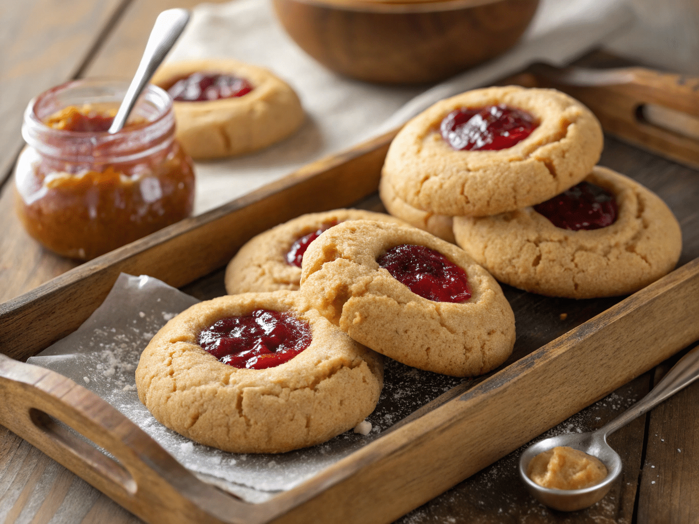 Peanut Butter & Jelly Thumbprint Cookies